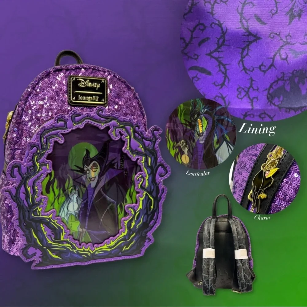 Loungefly Disney Sleeping Beauty Maleficent Lenticular Mini Backpack UK Exc